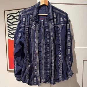 Johnny Was Deep Blue Embroidered Blazer size L